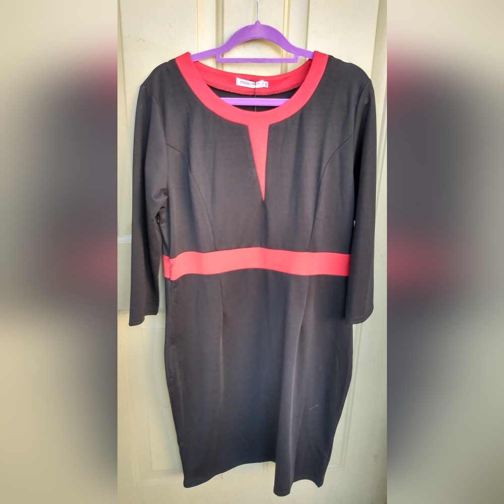 Summer Sale  Black and Red colorblock  dress